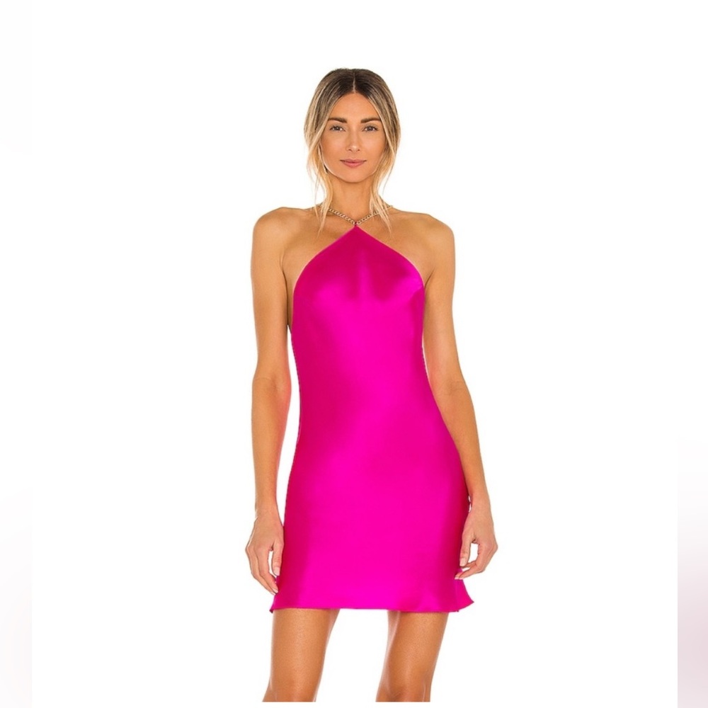 Sold out Amanda Uprichard -  Claudia x Back Chain Dress -Hot Pink